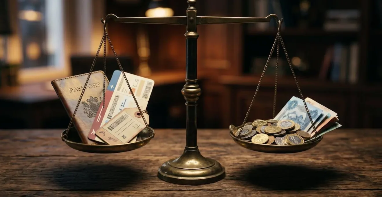 Comparaison visuelle entre deux options de réservation avec balance symbolique